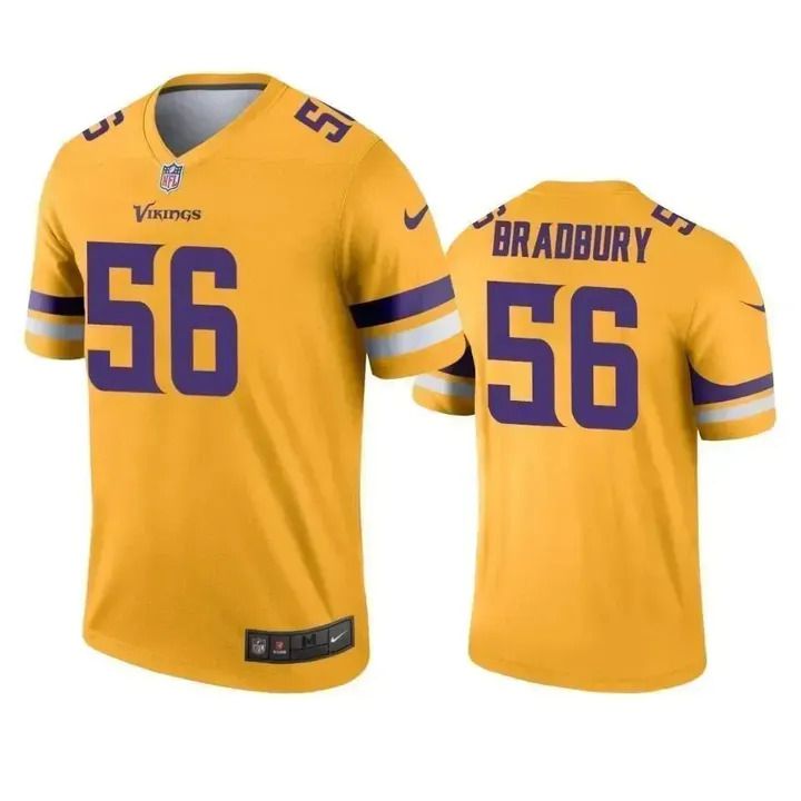 Men Minnesota Vikings 56 Garret Bradbury Nike Gold Inverted Legend NFL Jersey